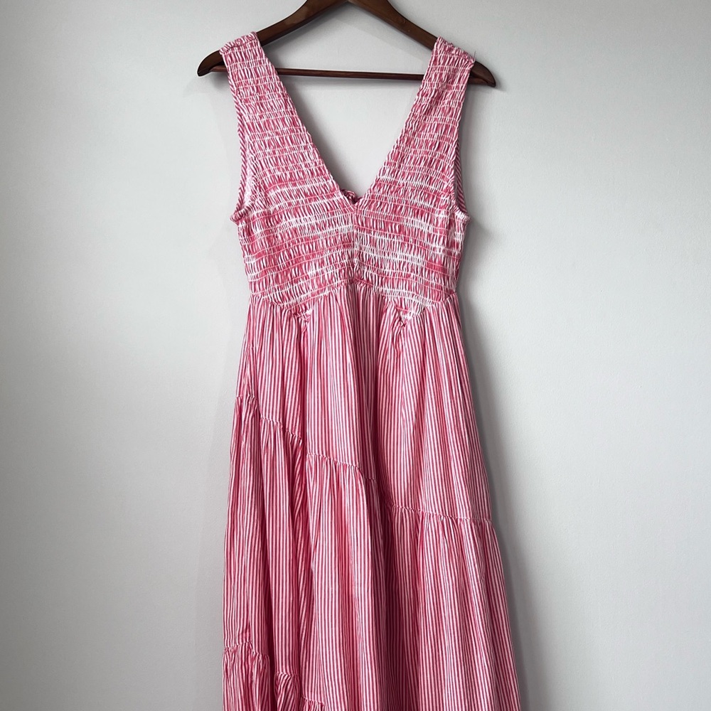 Free People Juno Smocked Tiered Maxi Dress Sz Xs Bohemian Flare Stripe Dress - Picture 14 of 16
